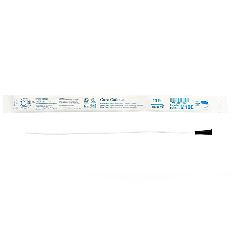 Cure Aqua Male Coude Hydrophilic Catheter, 10 fr 51AQUAM10C