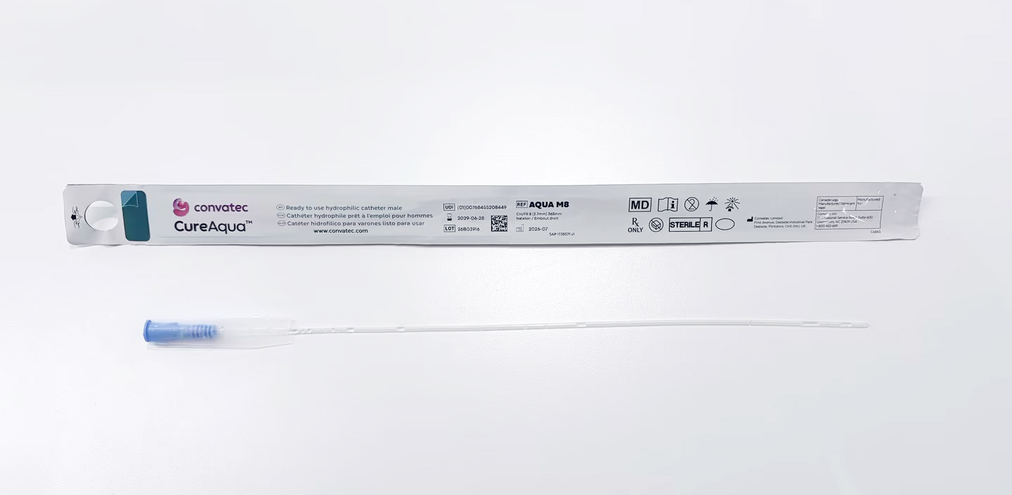 Cure Aqua Male Straight Hydrophilic Catheter, 8 fr 51AQUAM8