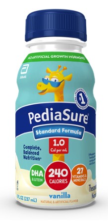 PediaSure Standard Formula, 1.0 Cal, Vanilla, 8 fl oz Institutional Bottle - REPLACES 5267401 5269192