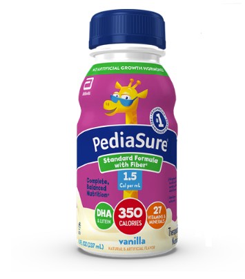 PediaSure Standard Formula with Fiber, 1.5 Cal, Vanilla, 8 fl oz Institutional Bottle - REPLACES 5267374 5269194