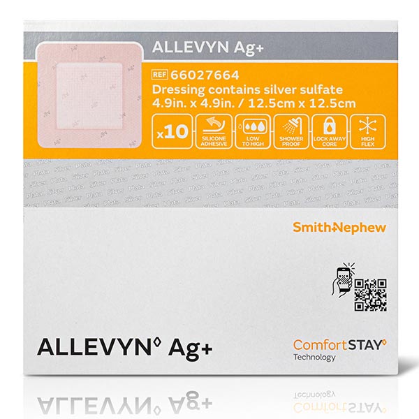 ALLEVYN Ag+ Foam Dressing, 5" x 5" 5466027664