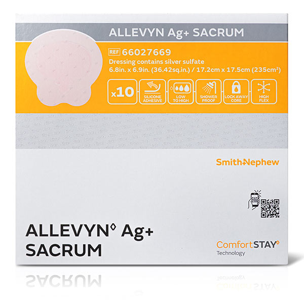 ALLEVYN Ag+ Foam Dressing, Small Sacrum, 6.8" x 6.9" 5466027669