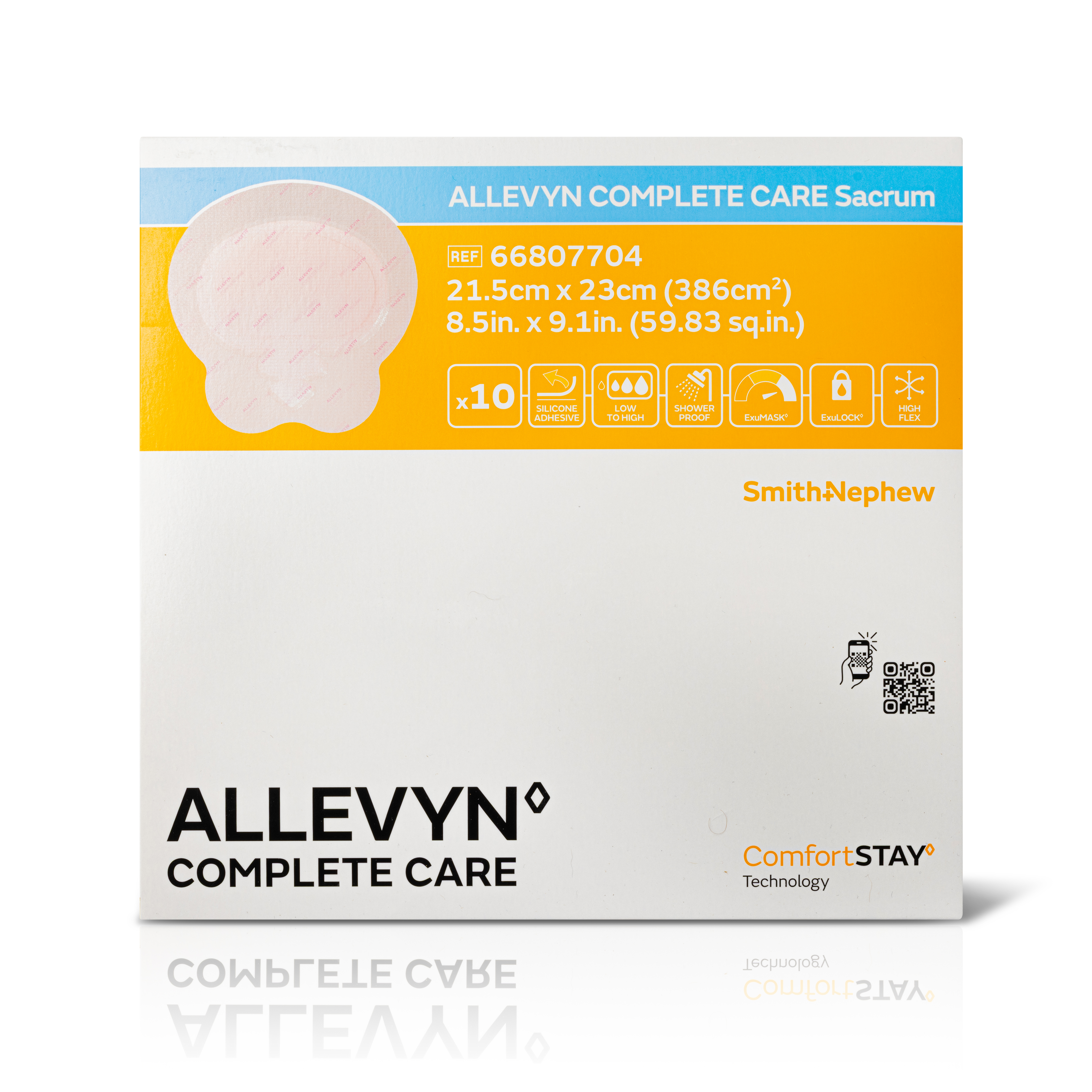 ALLEVYN Complete Care Foam Dressing, Large Sacrum, 8.4" x 9" 5466807704