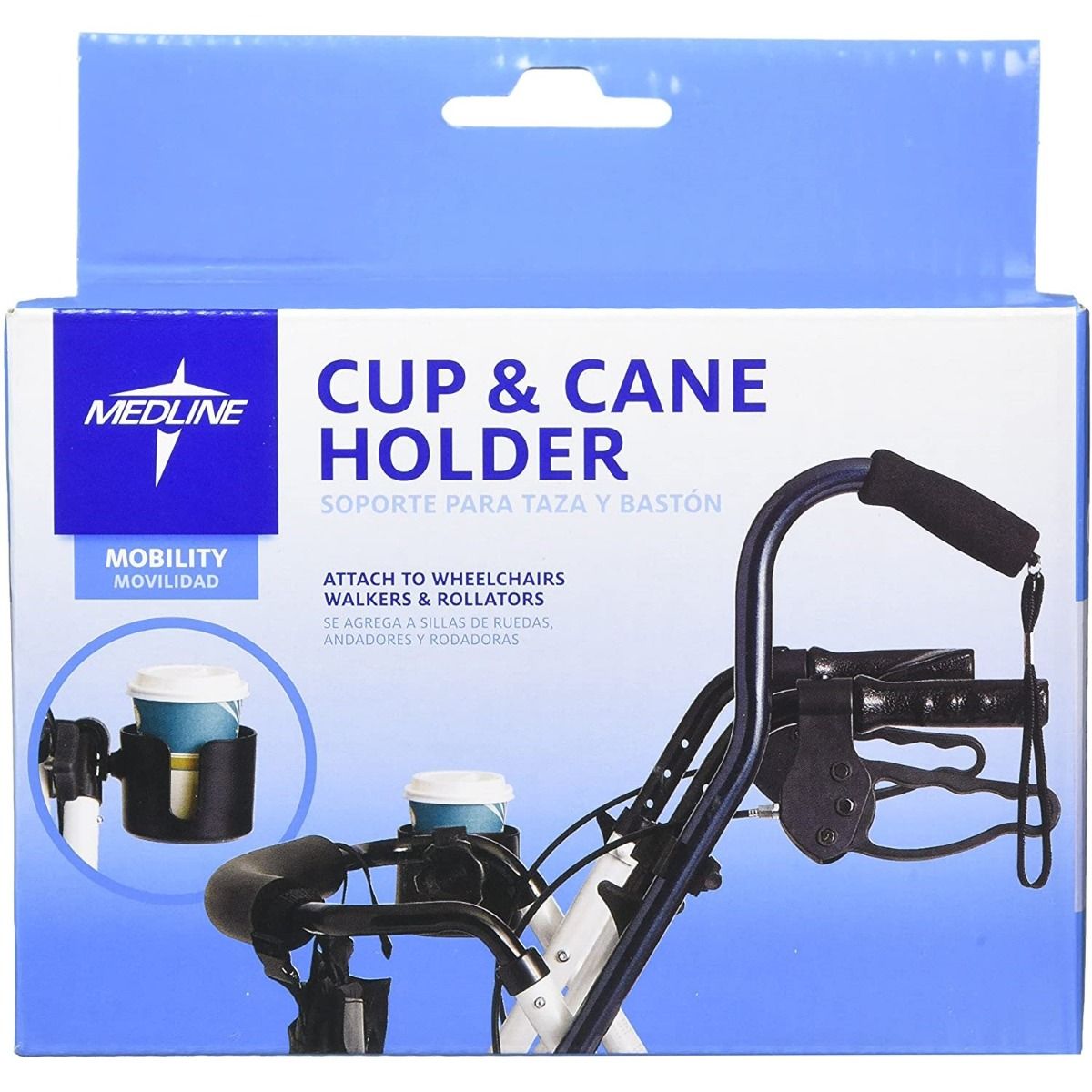 Medline Cup and Cane Holder Set for Rollator 60MDSCUPCANEHW