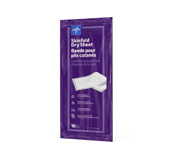 Medline Skinfold Dry Sheets, White, 6" x 14", 10 ct 60MSC10614