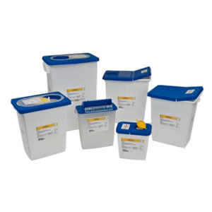 SharpSafety Pharmaceutical Waste Container 8 Gallon, White and Blue 688850