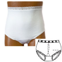 OPTIONS Ladies' Basic with Built-In Barrier/Support, White, Center Stoma, Small 4-5, Hips 33" - 37" 8080204SC