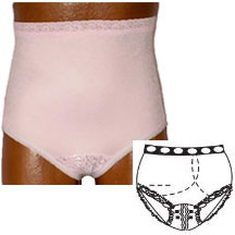 OPTIONS Split-Lace Crotch with Built-In Barrier/Support, Light Yellow, Left Side Stoma, Medium 6-7, Hips 37" - 41" 8081001ML