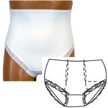 OPTIONS Ladies' Brief with Built-In Barrier/Support, Black, Dual Stoma, Medium 6-7, Hips 37" - 41" 8088004MD