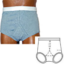 OPTIONS Men's Basic With Built-In Barrier/Support, Gray Center Stoma, Large 40-42 8090006LC