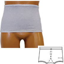 Men's Wrap/Brief with Open Crotch and Built-in Ostomy Barrier/Support Large, Center, Light Gray 8093206LC