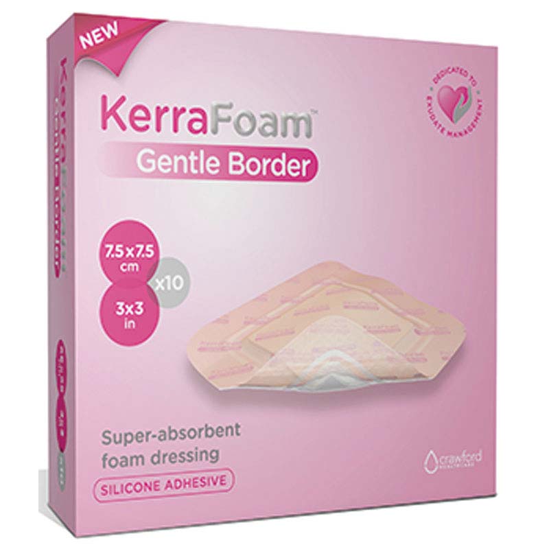 KerraFoam Gentle Border Absorbent Dressing, 4" x 4" 87CWL1011