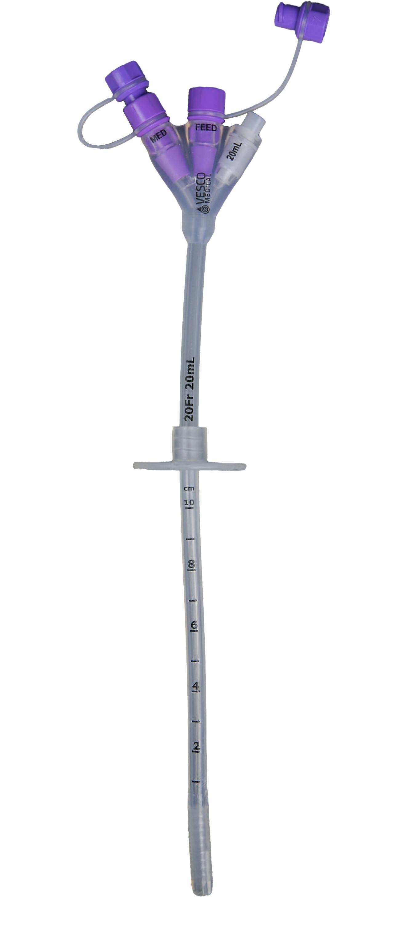 Vesco Medical Gastrostomy Feeding Tube, ENFit, Dual Port, 20 Fr 97VED220