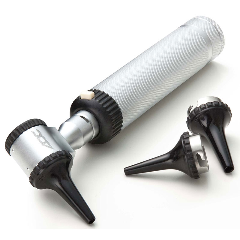 Diagnostic Economy Standard Otoscope, 2.5V German Lamp, 3X Lens, Bayonet Locking Head, Satin Finish Knurled Handle ADC5211