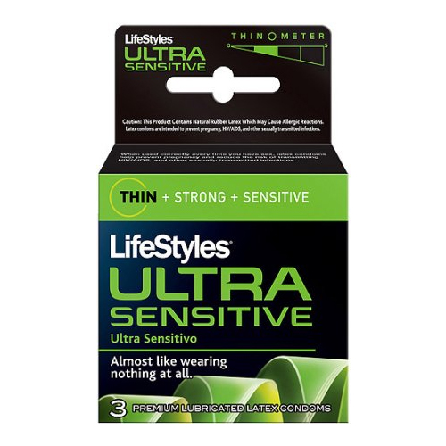 LifeStyles Ultra Sensitive Latex Condoms, 3 Count ANS01703