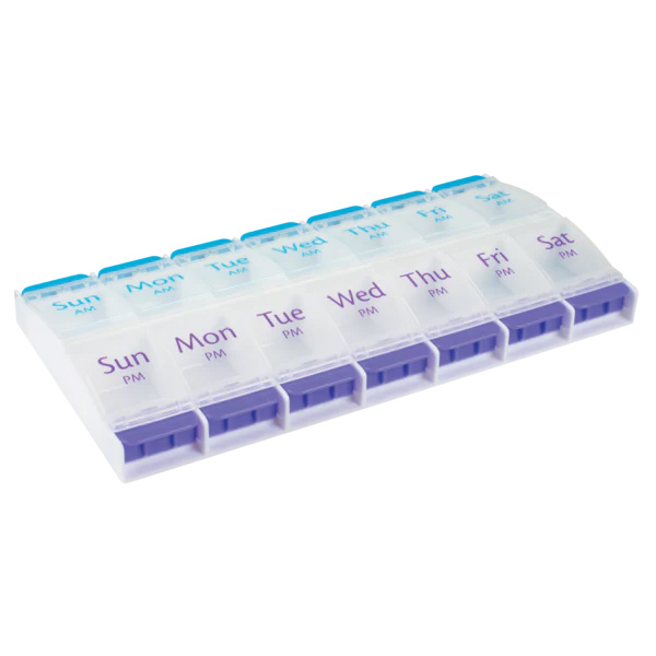 1-Day AM/PM Push Button Pill Reminder 4-1/2" x 8-3/4" X-Large AY67585