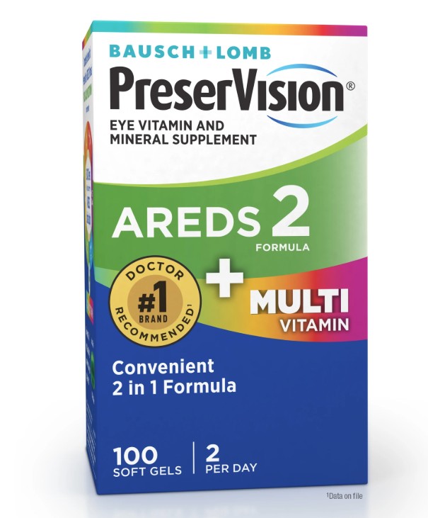 PreserVision AREDS 2 Formula + MultiVitamin, Eye Vitamin & Mineral Supplement, 100 ct Soft Gels BAUAB69864