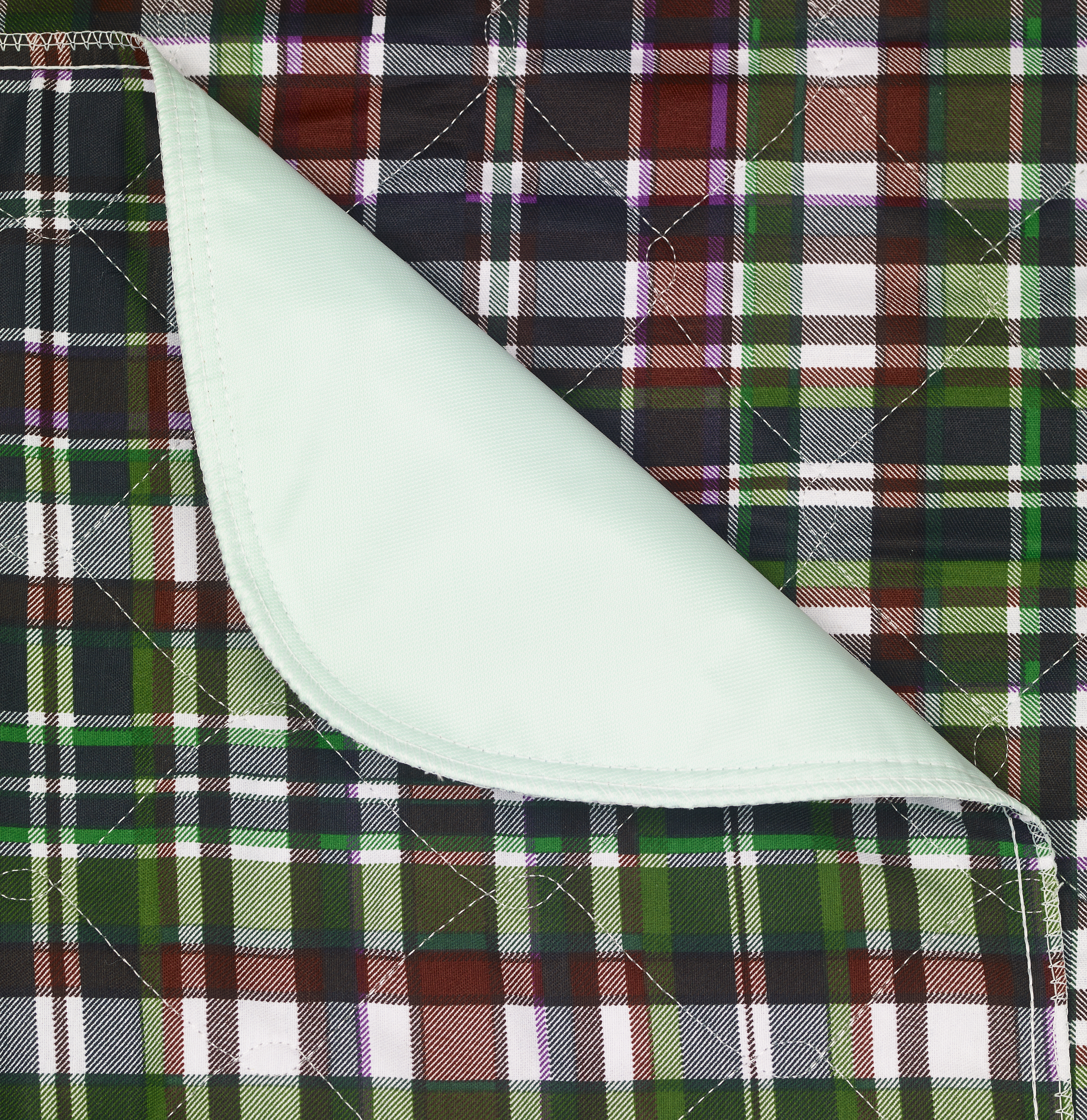 Beck's Classic Highland Reusable Underpad, Blue Plaid with Green Vinyl Barrier, 18" x 24" BCK7118P