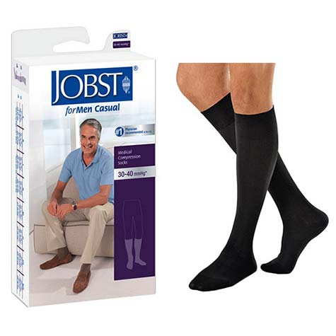 Knee-High Men's CasualWear Compression Socks Medium Tall, Black BI113138