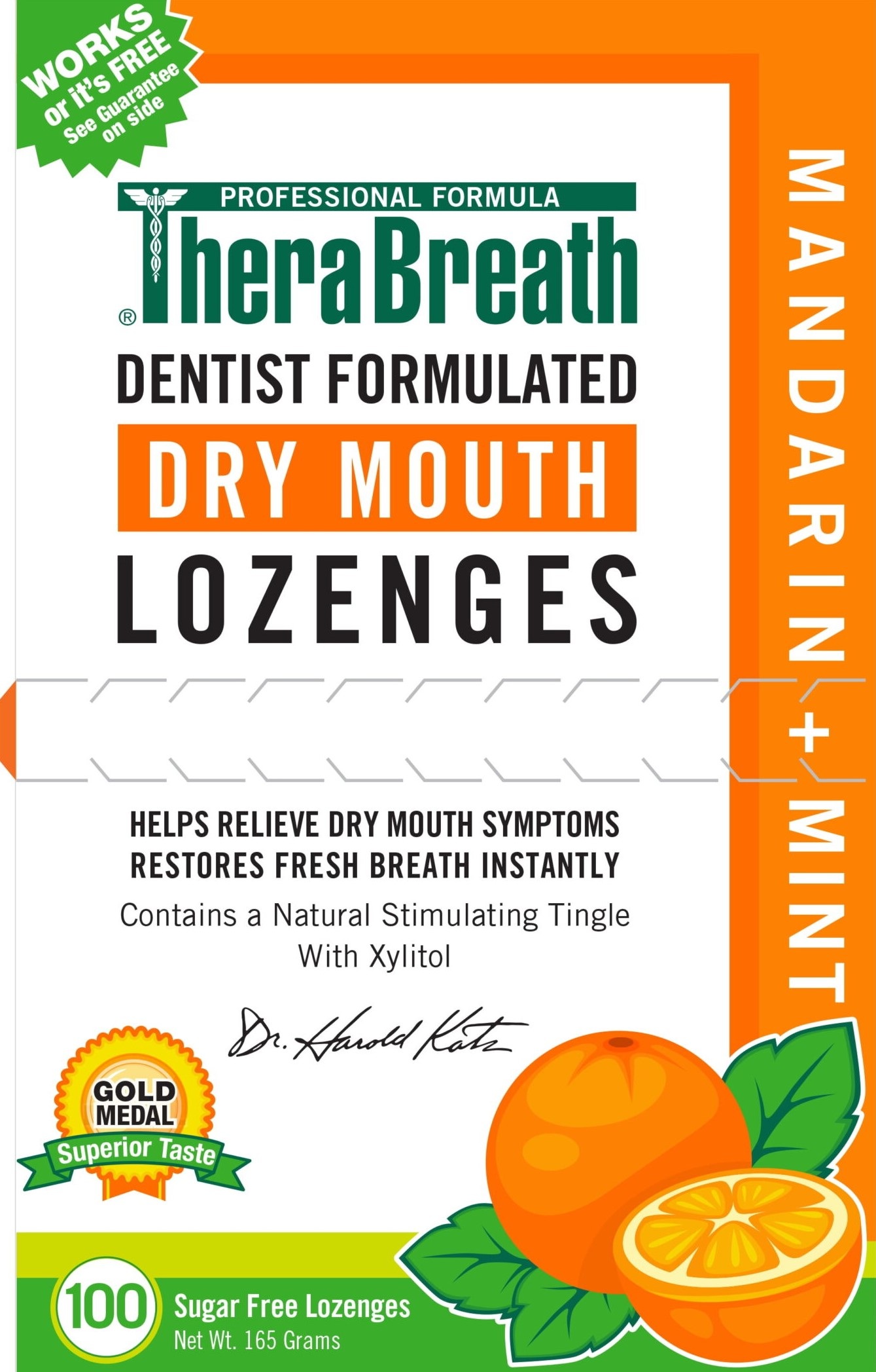 TheraBreath Dry Mouth Lozenges Mandarin Mint, 100 ct BX20101890