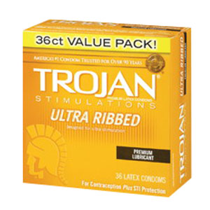 Trojan Ultra Ribbed Lubricated Condom BX405