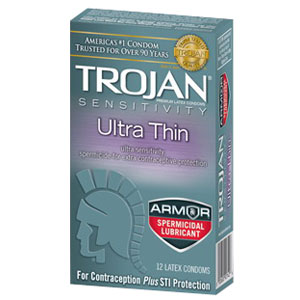 Trojan Ultra Thin Condom with Armor Spermicidal Lubricant (12 Count) BX92742