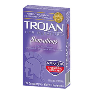 Trojan Her Pleasure Sensations Condom with Armor Spermicidal Lubricant BX97352
