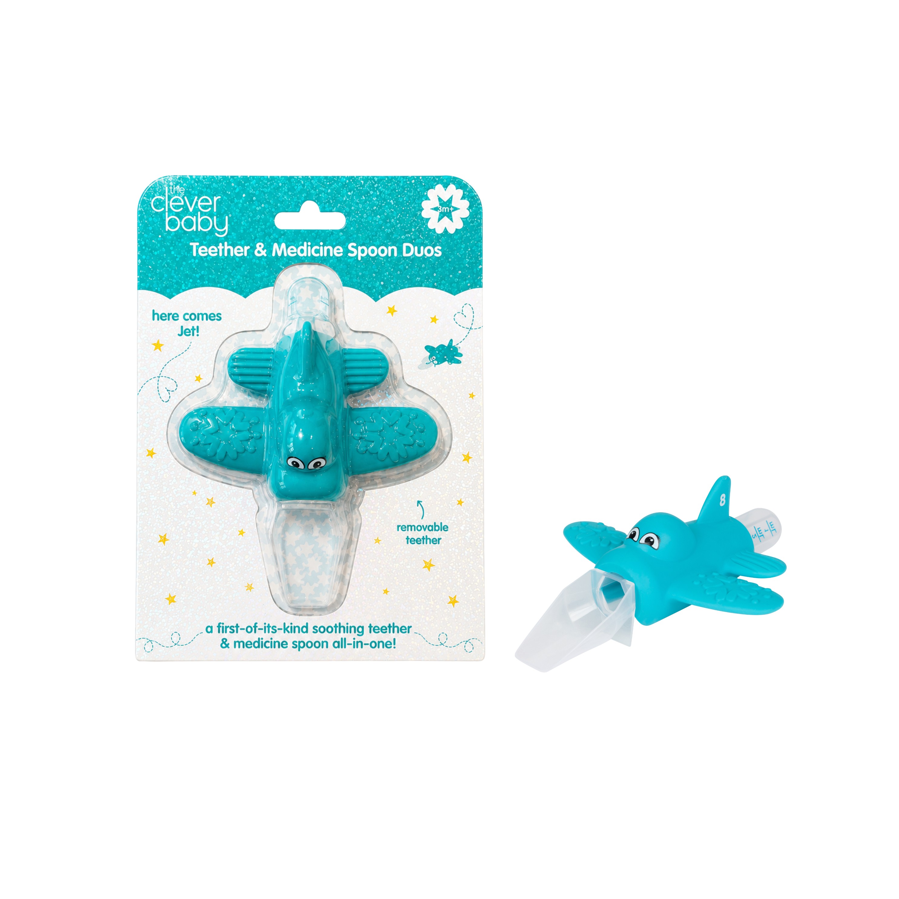The Clever Baby Teether & Medicine Spoon Duo, Jet, 10mL CVB850058895031
