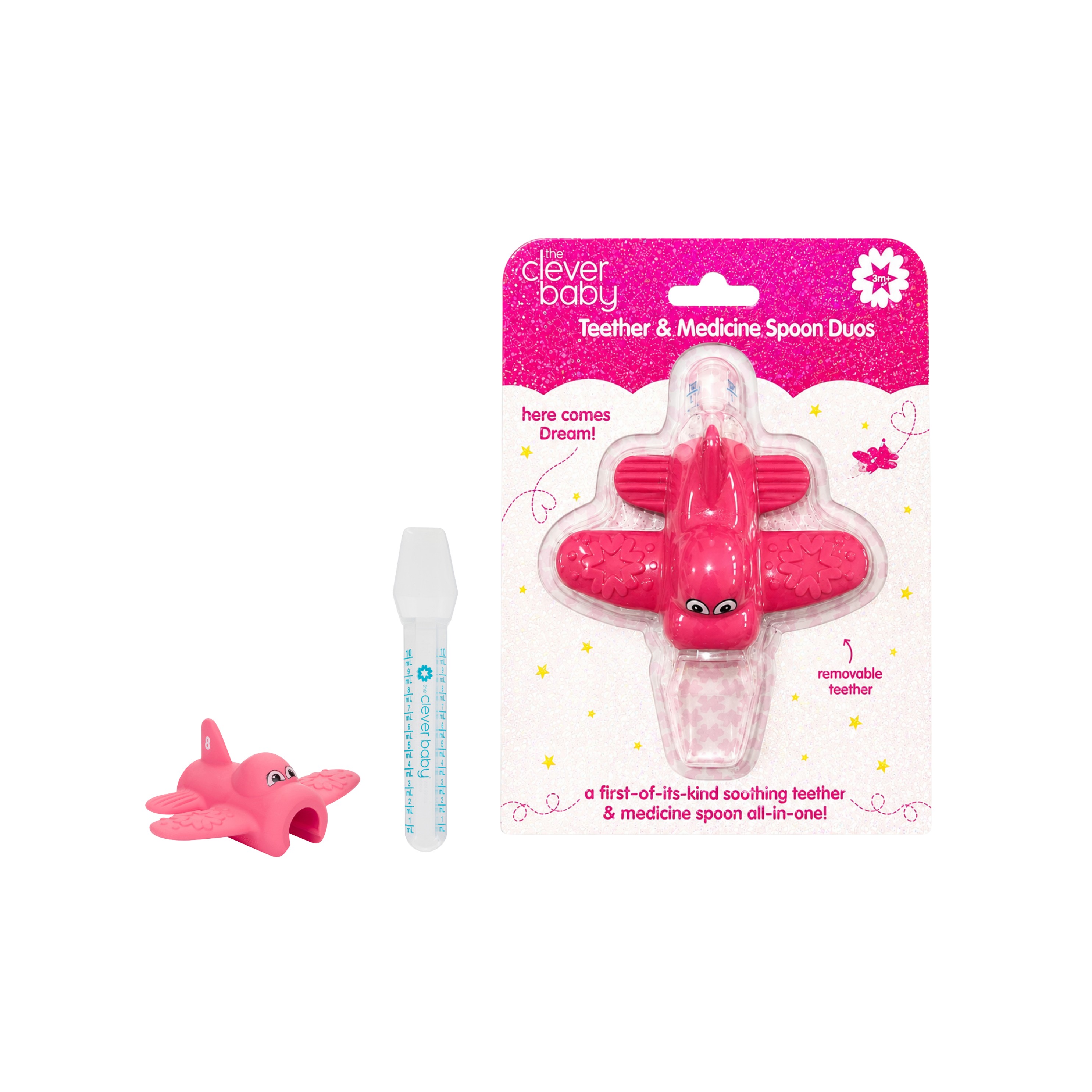 The Clever Baby Teether & Medicine Spoon Duo, Dream, 10mL CVB850058895048