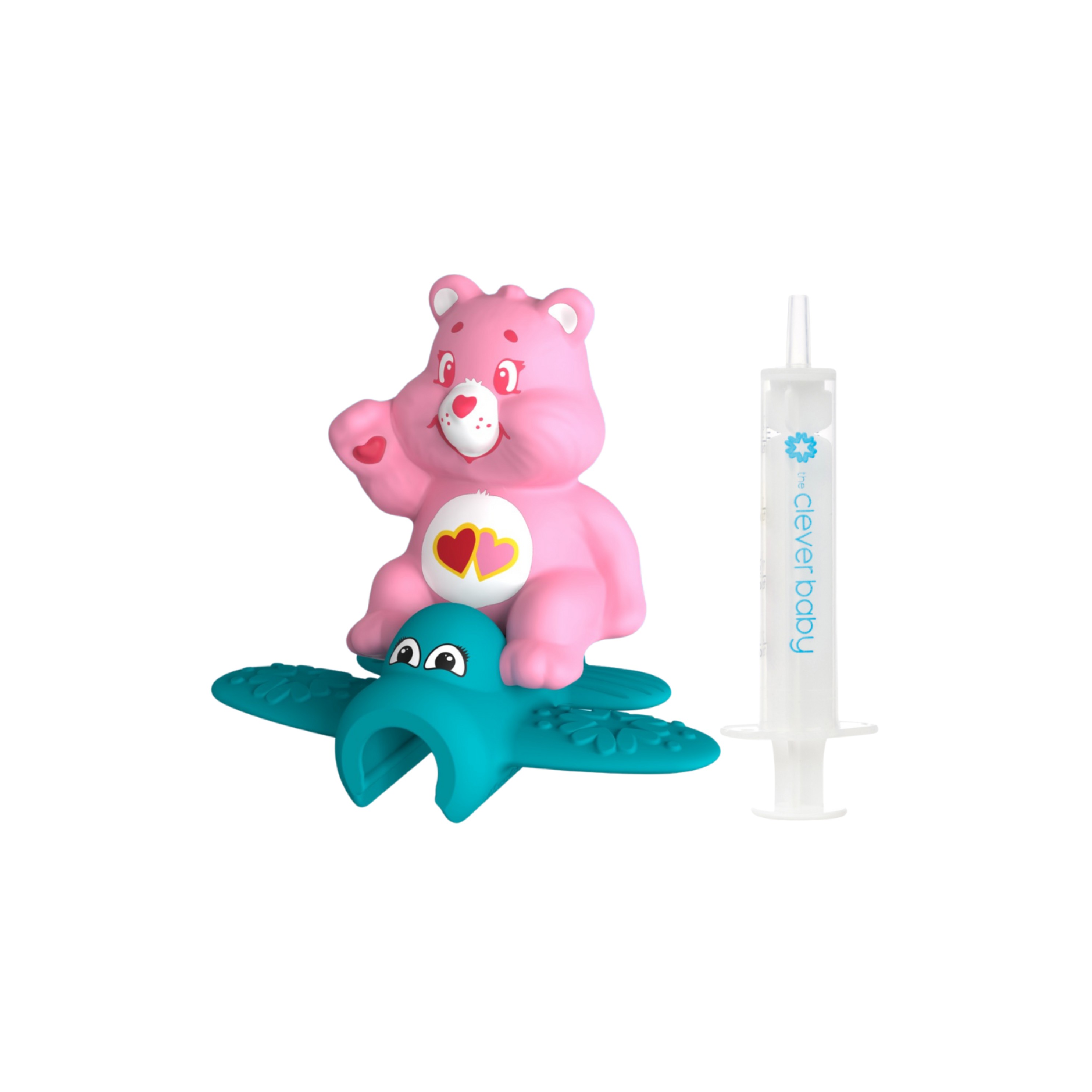 Care Bears Love-a-Lot Bear Teether & Dispenser Duo by The Clever Baby, 10mL CVB850058895208