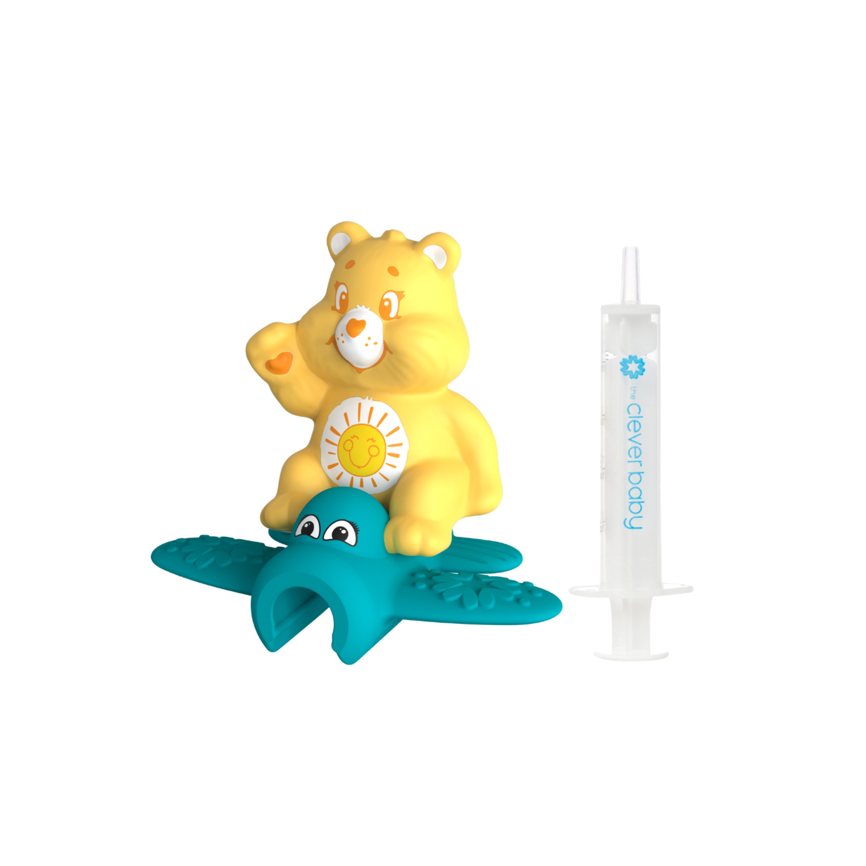 Care Bears Funshine Bear Teether & Dispenser Duo by The Clever Baby, 10mL CVB850058895581