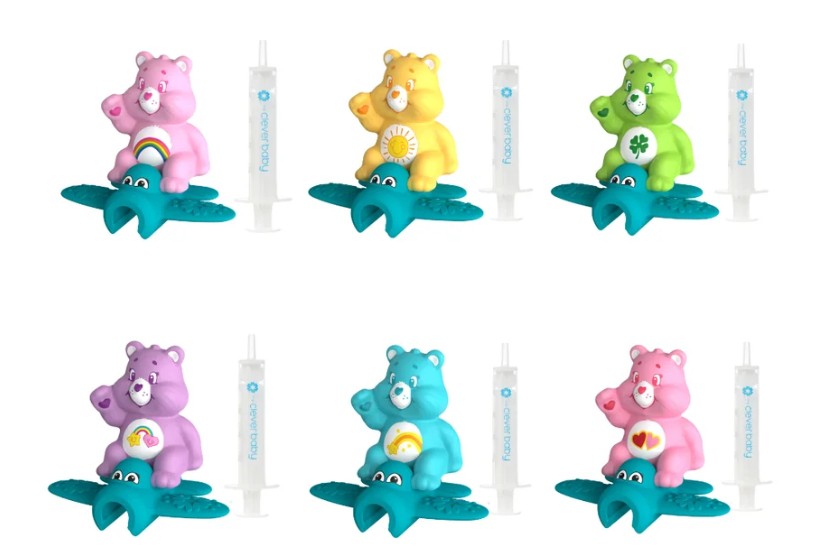 Care Bears & Jet Teether & Dispenser Duo Variety Pack, 12 Count, 2 Each of Cheer Bear, Funshine Bear, Best Friend Bear, Wish Bear, Good Luck Bear, & Love-a-Lot Bear CVB850090916046