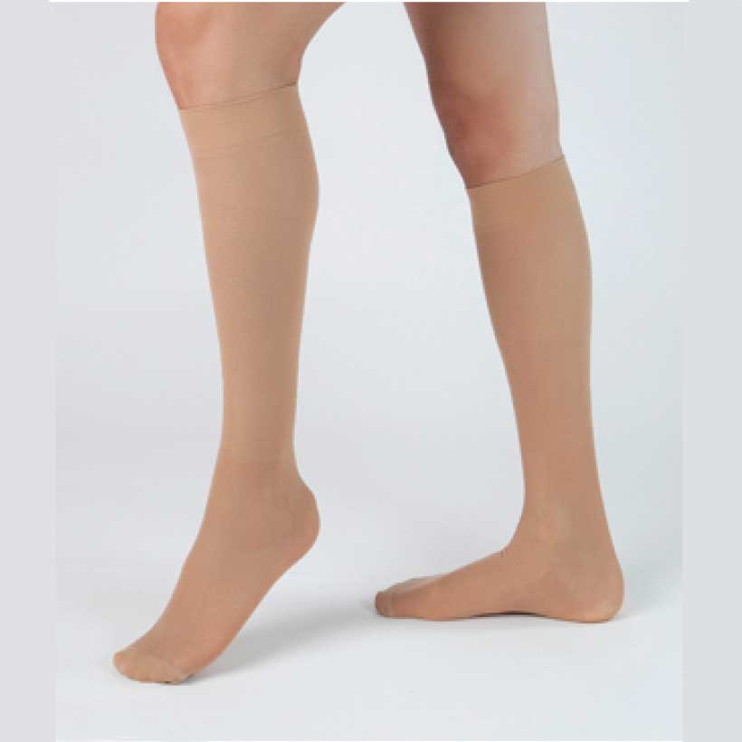 Health Support Vascular Hosiery 15-20 mmHg, Knee Length, Sheer, Beige, Short Size D DD100412D
