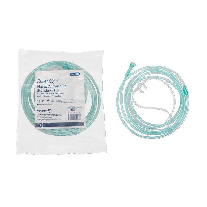 Dynarex Nasal Oxygen Cannula Standard Tip with 4' Crush Resist Standard Connector, Adult DX33100