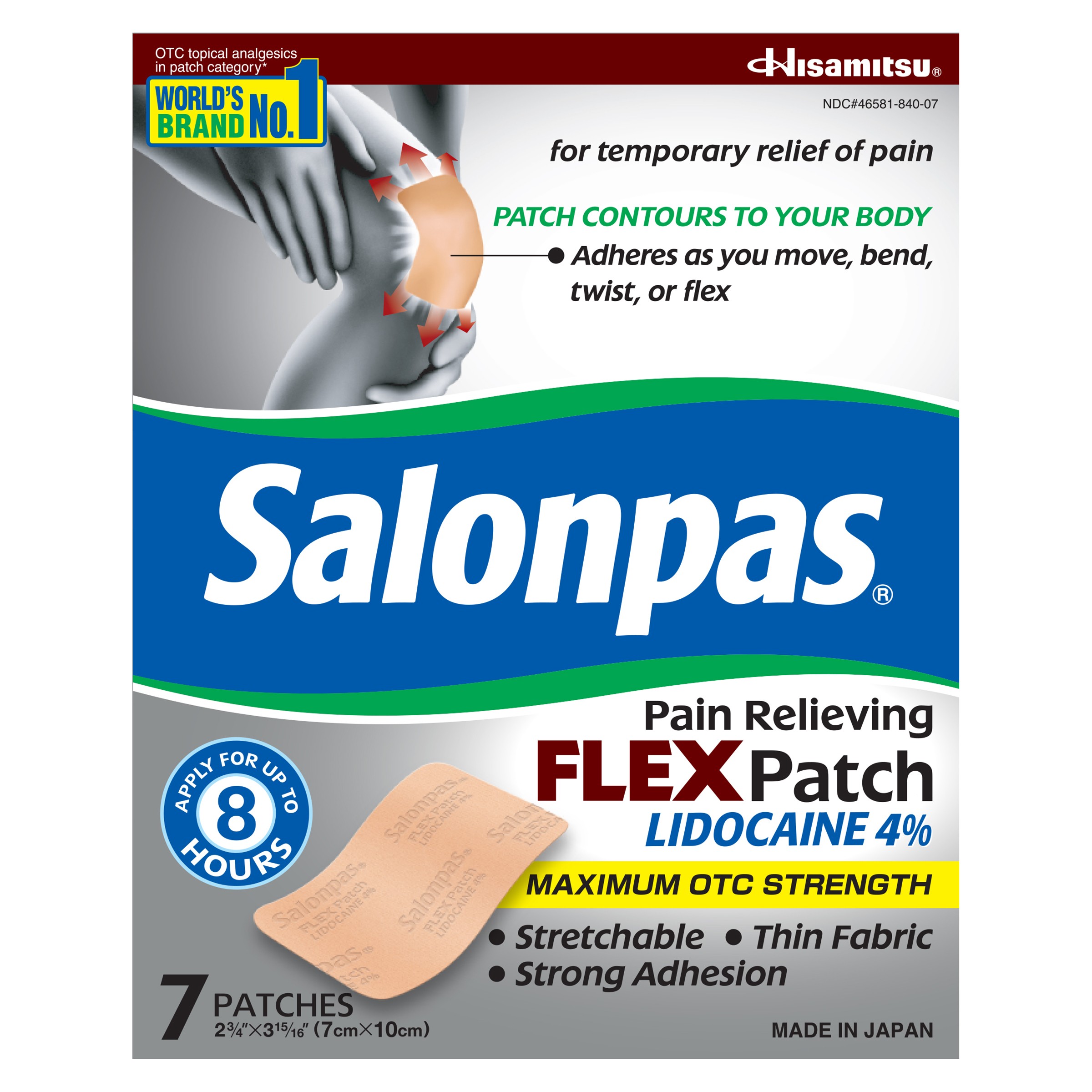 Salonpas Pain Relieving Flex Patch Lidocaine, 4%, 7ct EMHLCF007