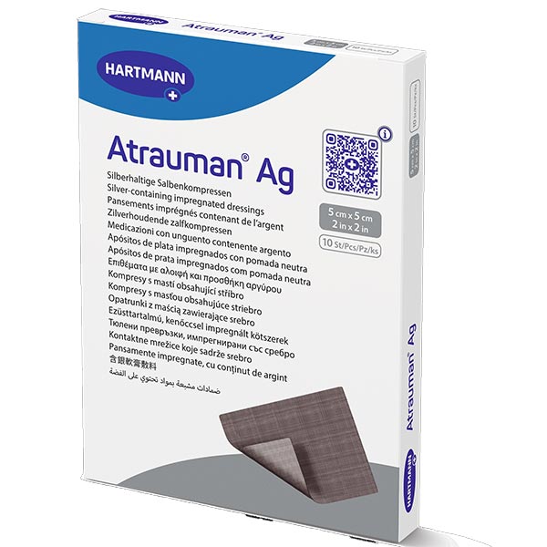 Atrauman Ag Non-Adherent Wound Contact Layer with Silver, 2" x 2" / 5cm x 5cm EV499606