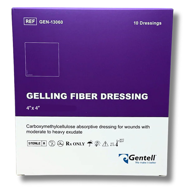 Gentell Gelling Fiber Dressing Ag, 4" x 4" GTLGEN13044