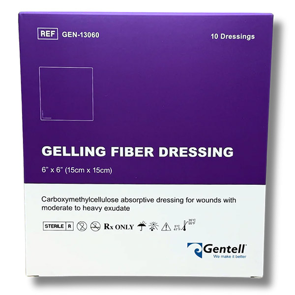 Gentell Gelling Fiber Dressing Ag, 6" x 6" GTLGEN13066