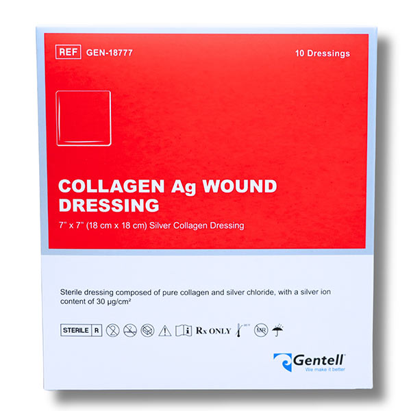 Gentell Collagen Ag Silver Wound Dressing, 7" x 7" GTLGEN18777