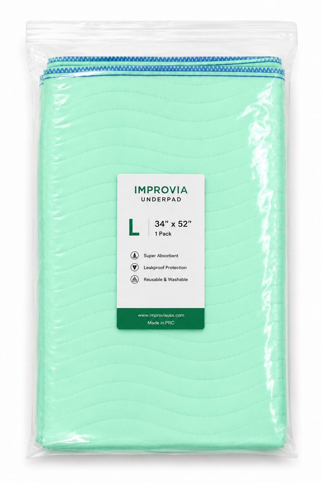 Improvia Washable Re-Usable Bedwetting Incontinence Underpad, Heavy Absorbency, Large, 34" x 52" MBS1PKWU34X52GB