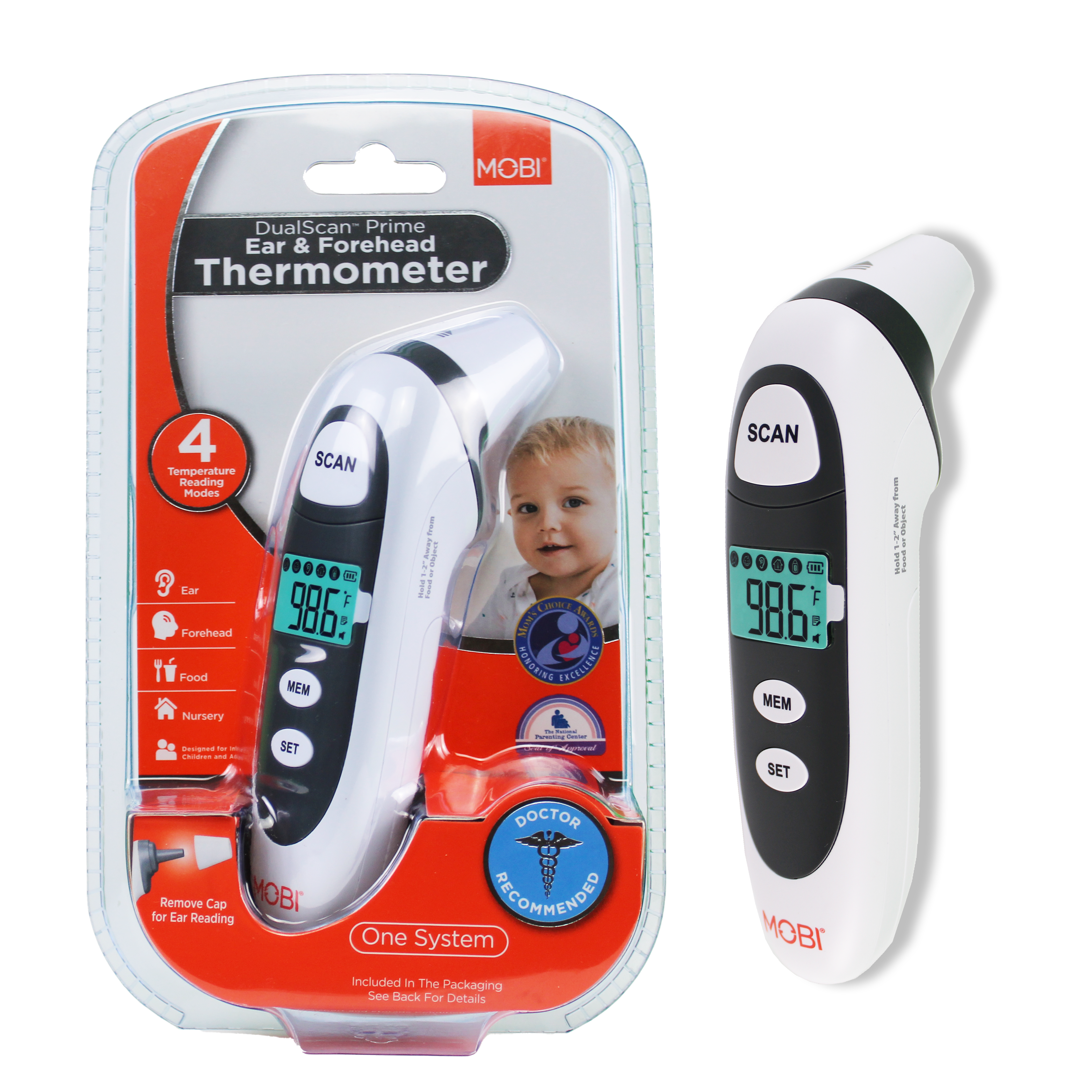 MOBI Technologies, Inc. DualScan Prime Ear & Forehead Thermometer MBT70121