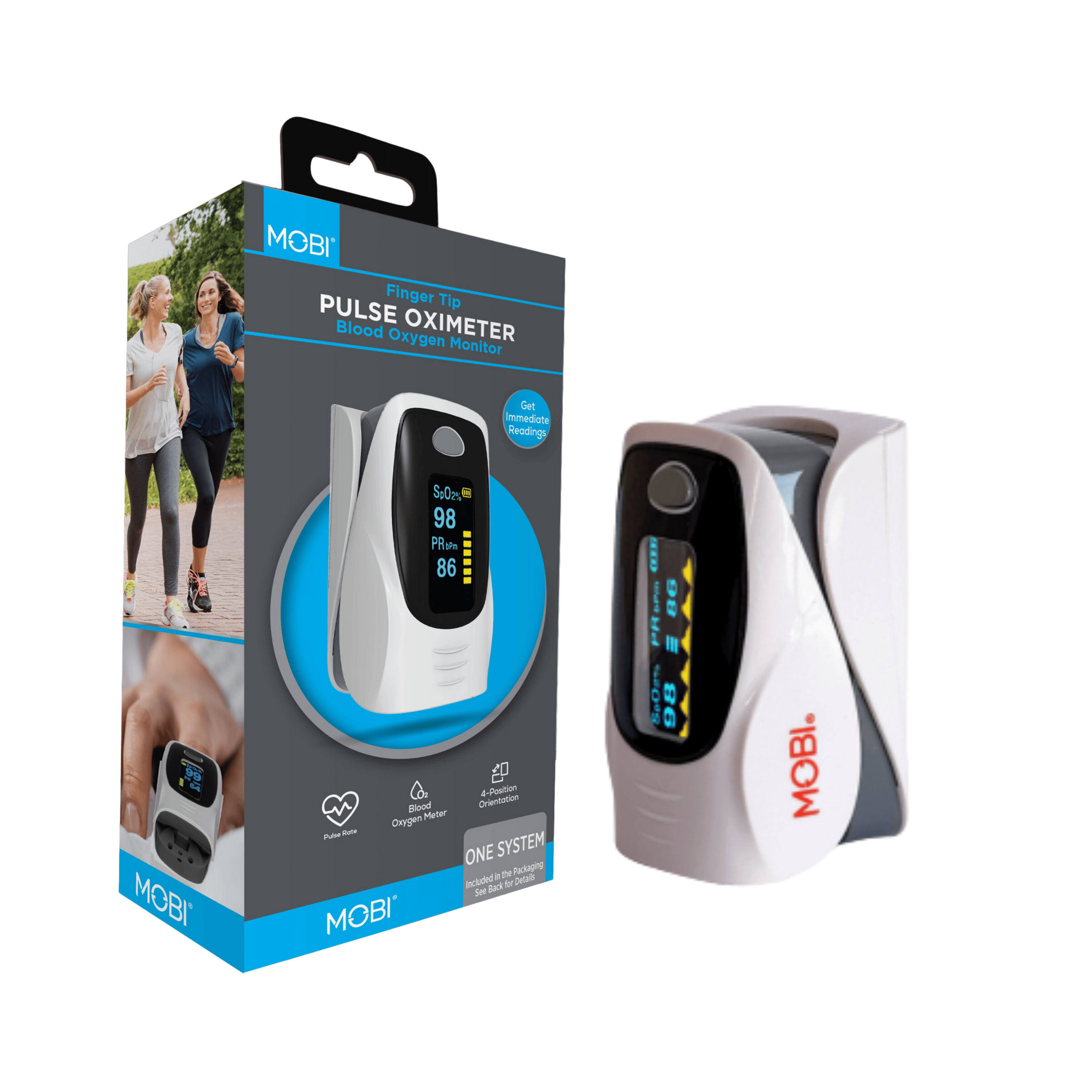 MOBI Technologies, Inc. Finger Tip Pulse Oximeter Blood Oxygen Monitor MBT70299