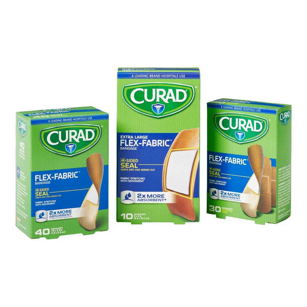 Curad Flex Fabric Bandages - 3/4 X 2.5 Inches, 40 Per Box, Flexible & Breathable For Cuts & Scrapes