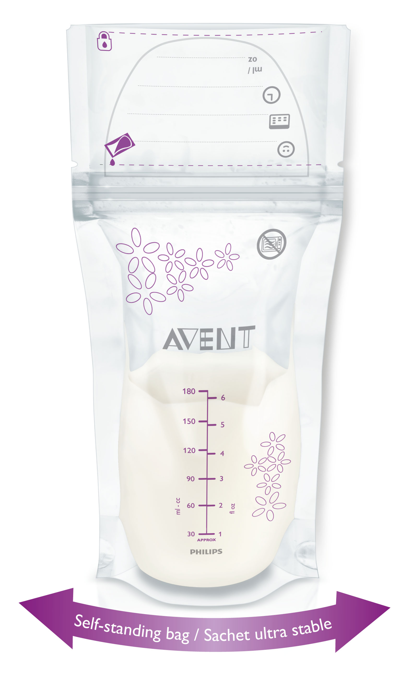 Philips Avent Breast Milk Storage Bags, 50 Count, 6oz/180ml RESCF60350