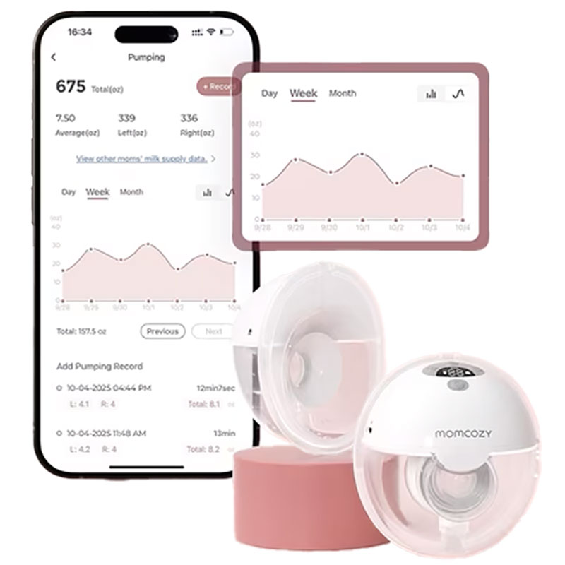 Momcozy M5 Smart Core Wearable Breast Pump with Upgraded App Control RTLBP380GR7101A