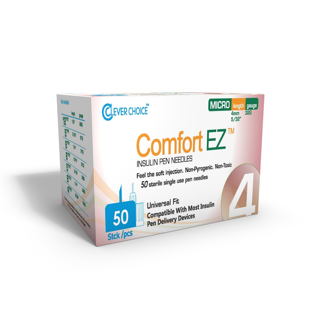 Clever Choice Comfort EZ Insulin Pen Needles 32G x 5/32", 50 count SDU32G450
