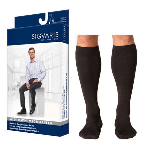 822C Style Microfiber Calf, 20-30mmHg, Men's, Large, Long, Black SG822CLLM99