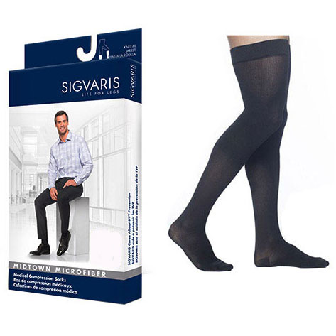 822N Style Microfiber Thigh, 20-30mmHg, Men's, Medium, Long, Black SG822NMLM99
