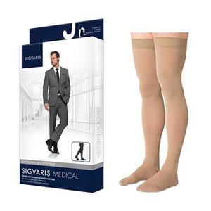 823N Style Microfiber Thigh, 30-40mmHg, Men's, Large, Short, Tan/Khaki SG823NLSM32