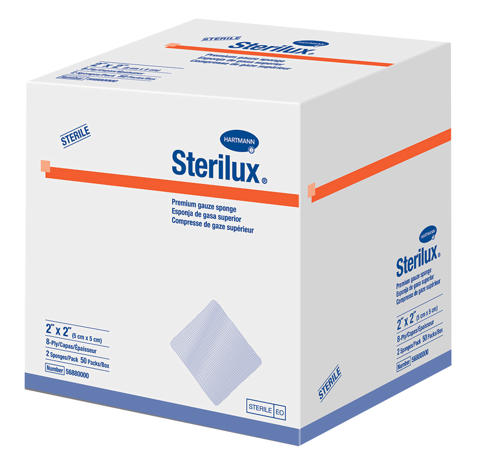 Sterilux Premium Gauze Sponge Sterile 2's, 2" x 2", 8-Ply EV56880000